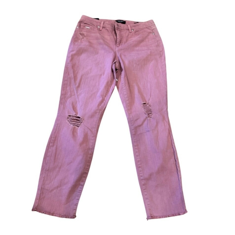 Nine West Pink Distressed Gramercy Skinny Crop Jeans Size 8 NWT
